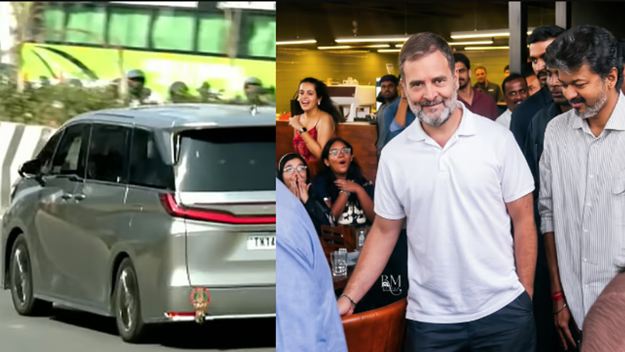 Rahul Gandhi in Vijay’s Car